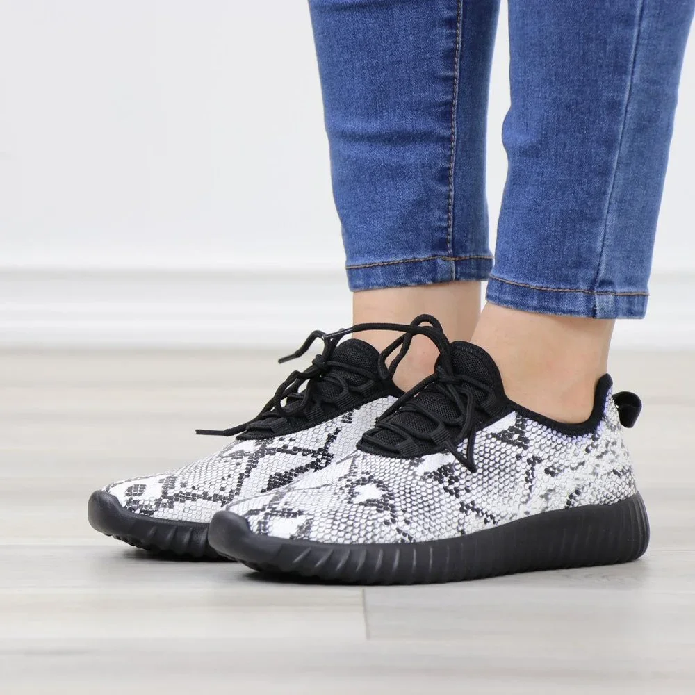 Snake skin Print  fashion Comfort Walking Sneakers Shoes - Picture 12 of 14